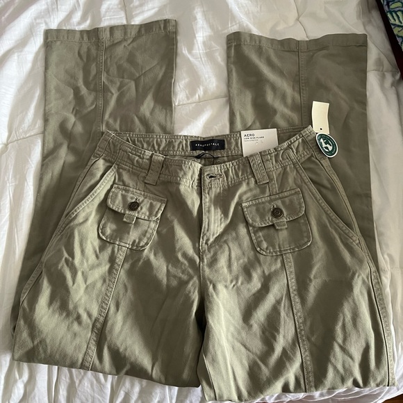 NWT - low waist, flare pants, Olive color - Picture 3 of 5